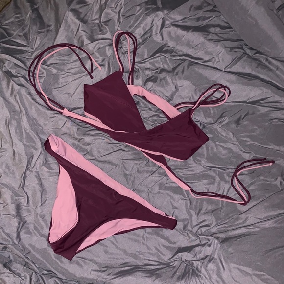 Reversible bikini! Maroon//soft pink - Picture 3 of 4
